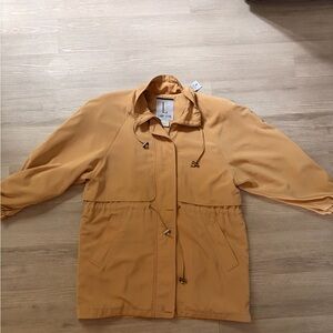 VINTAGE Womens Larry Levine Microfiber Polyester Tan Coat | Small | Waterproof